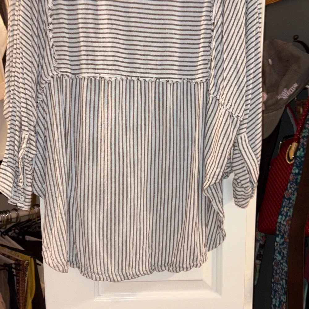 “WE THE FREE”Black and White Striped Baggy Blouse - Picture 13 of 16